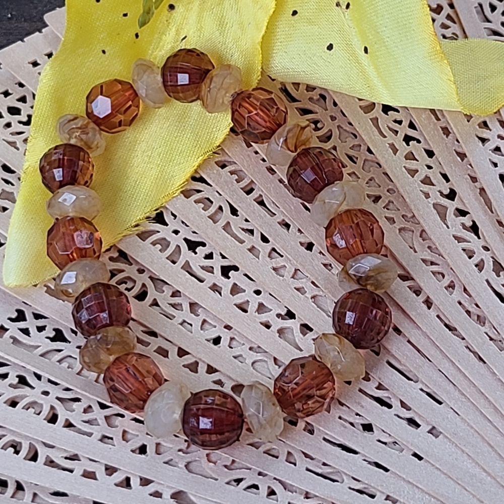Unique Vintage Brown and Tan Beaded Bracelet